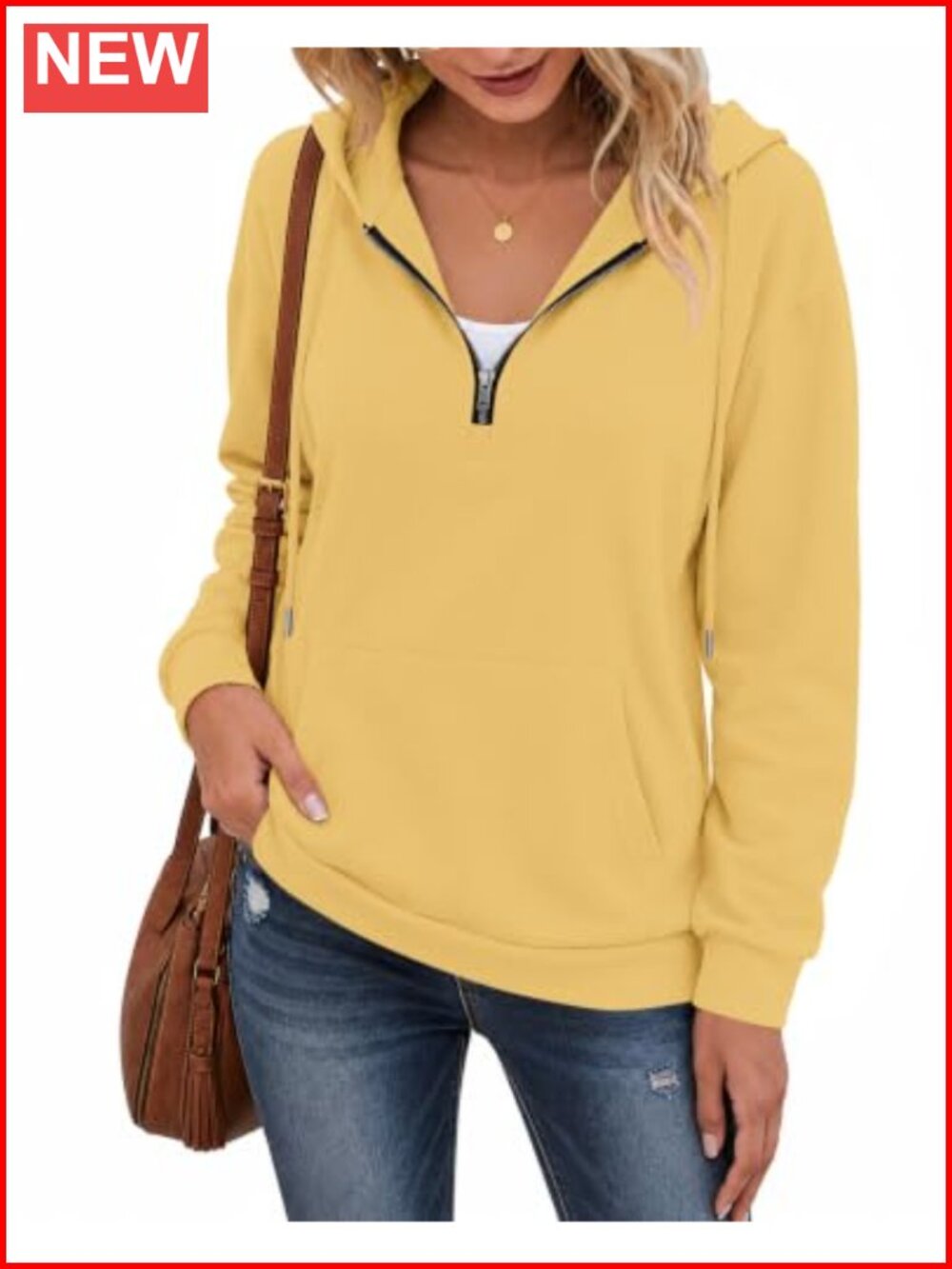 Women's Quarter Zip Hoodie Sweatshirt Kangaroo Pocket